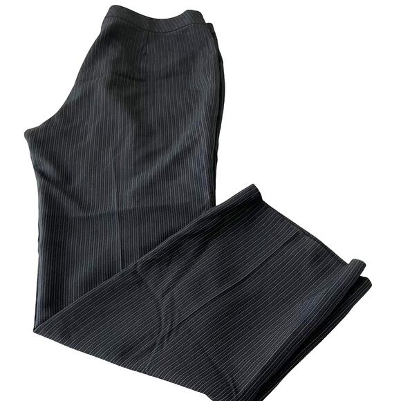 LE SUIT HIGH RISE, WIDE LEG, DRESS PANTS, WOMENS, 14, BLACK/GREY THIN PINSTRIPES - Picture 6 of 10
